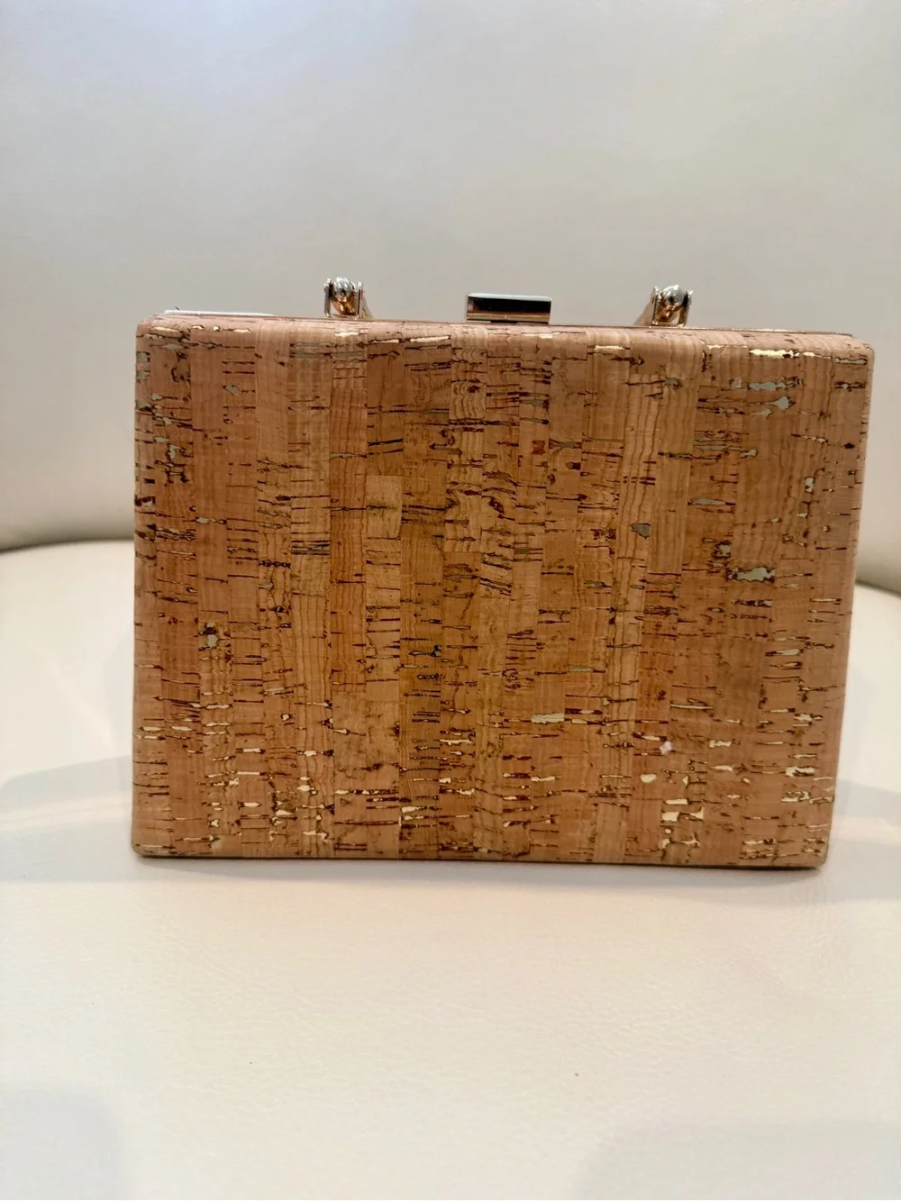 Cork Box Clutch in Natural Tan